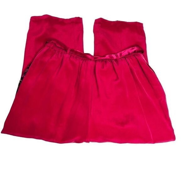 Diane Von Furstenberg silk assets hot pink silk crop pants with sash tie belt si - Picture 7 of 16